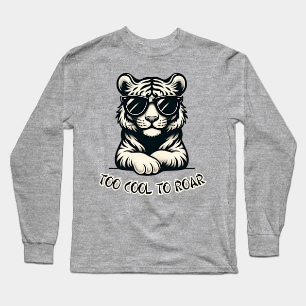 Cool Tiger Long Sleeve T-Shirt by mieeewoArt